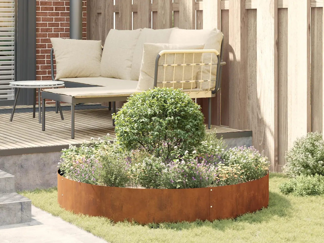 Billede 5 - Plante ring i cortenstål - brun 120 × 120 × 20 cm