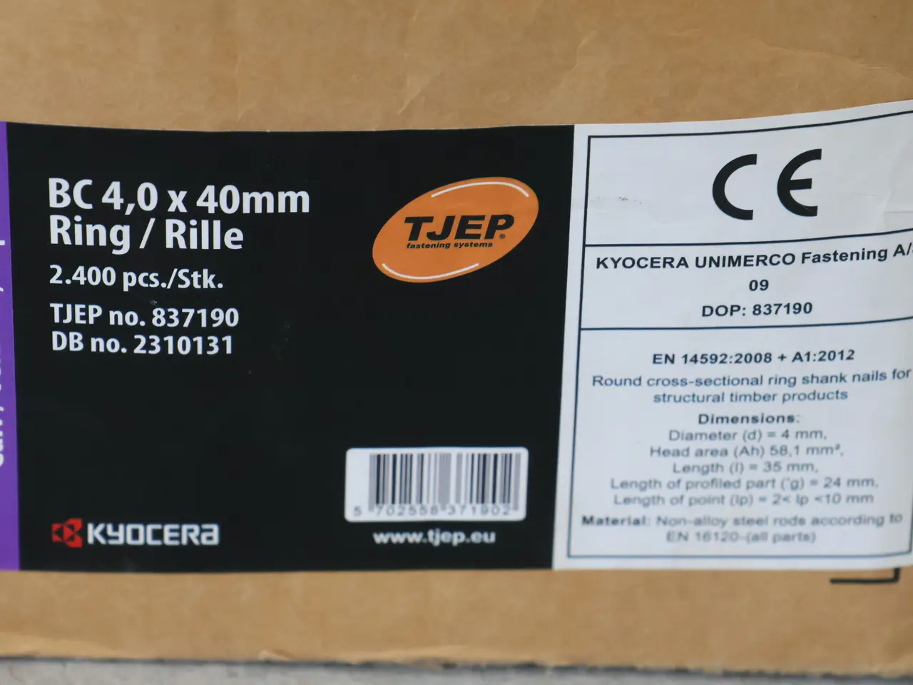 Billede 2 - 4200 Stk Tjep BC 4,1x40mm beslagsøm. 