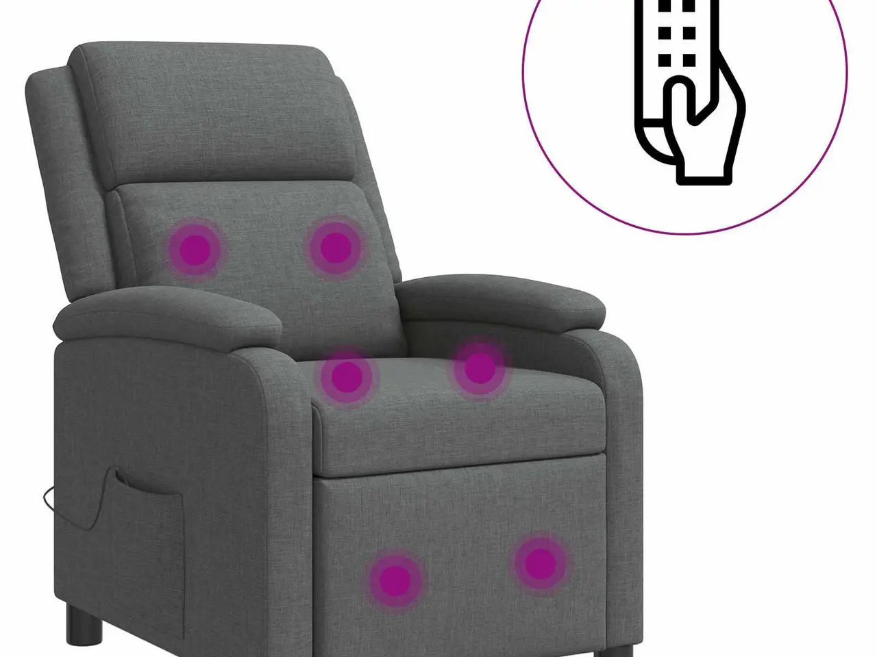 Billede 2 - Massage lænestol med reclinerfunktion - mørkegrå