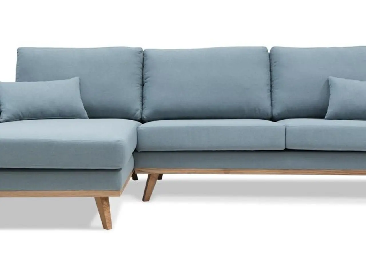 Billede 1 - Simone chaiselongsofa venstrevendt - blå stof, olieret egetræ