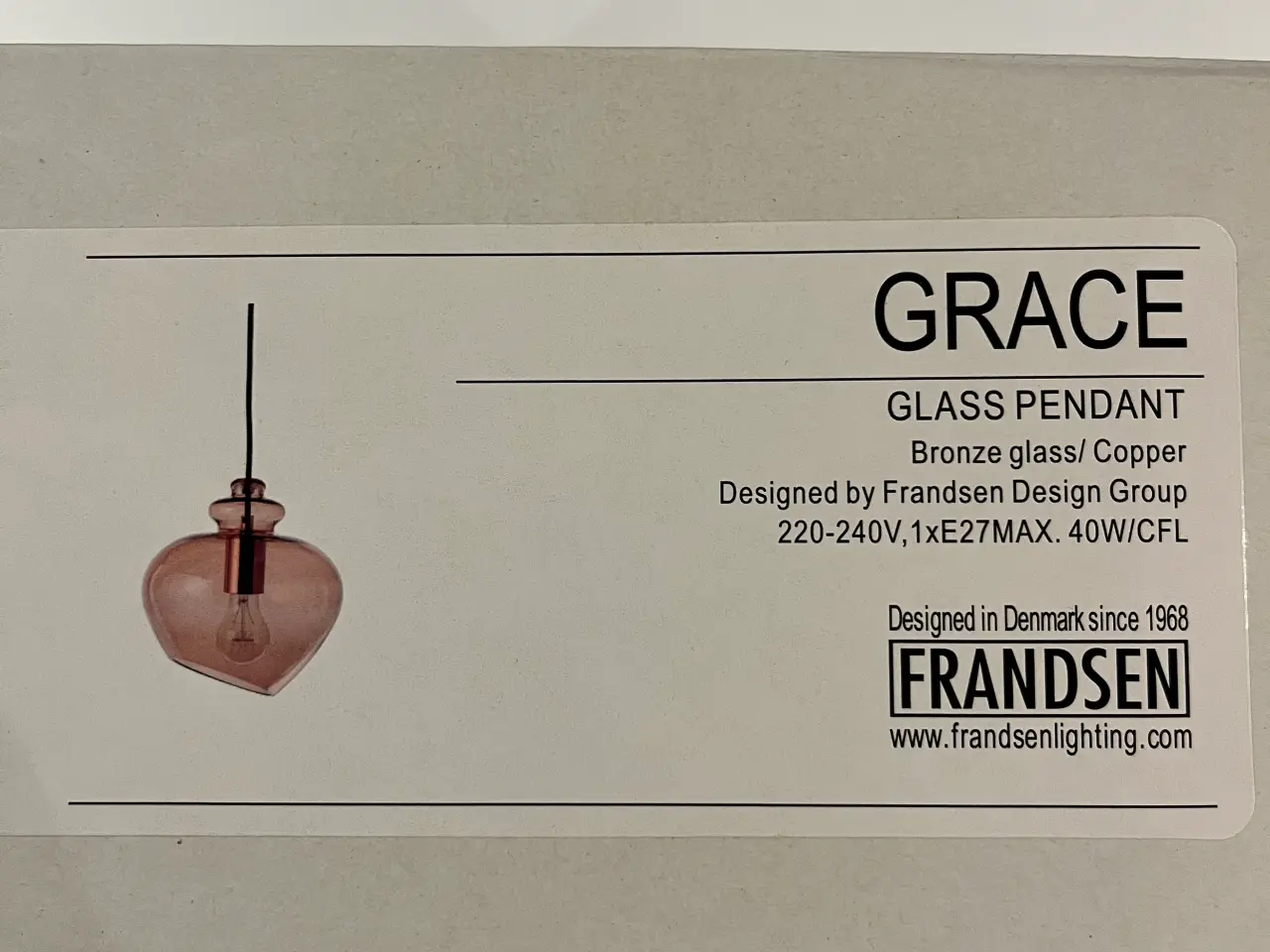 Billede 4 - Frandsen Grace pendel bronze glas/kobber - Ubrugt
