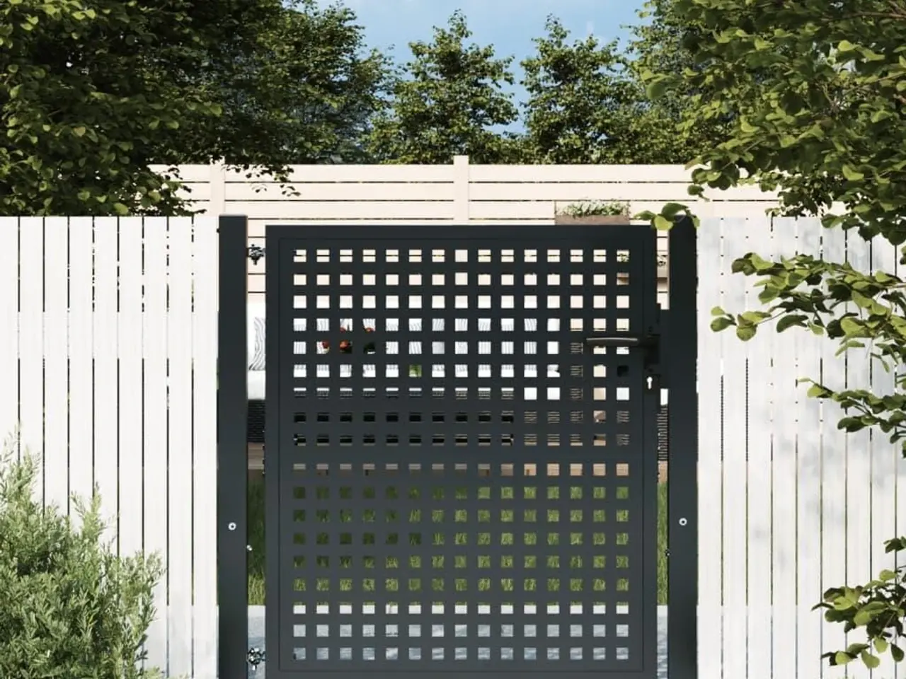 Billede 1 - Havelåge i stål - antracitgrå 100×100 cm