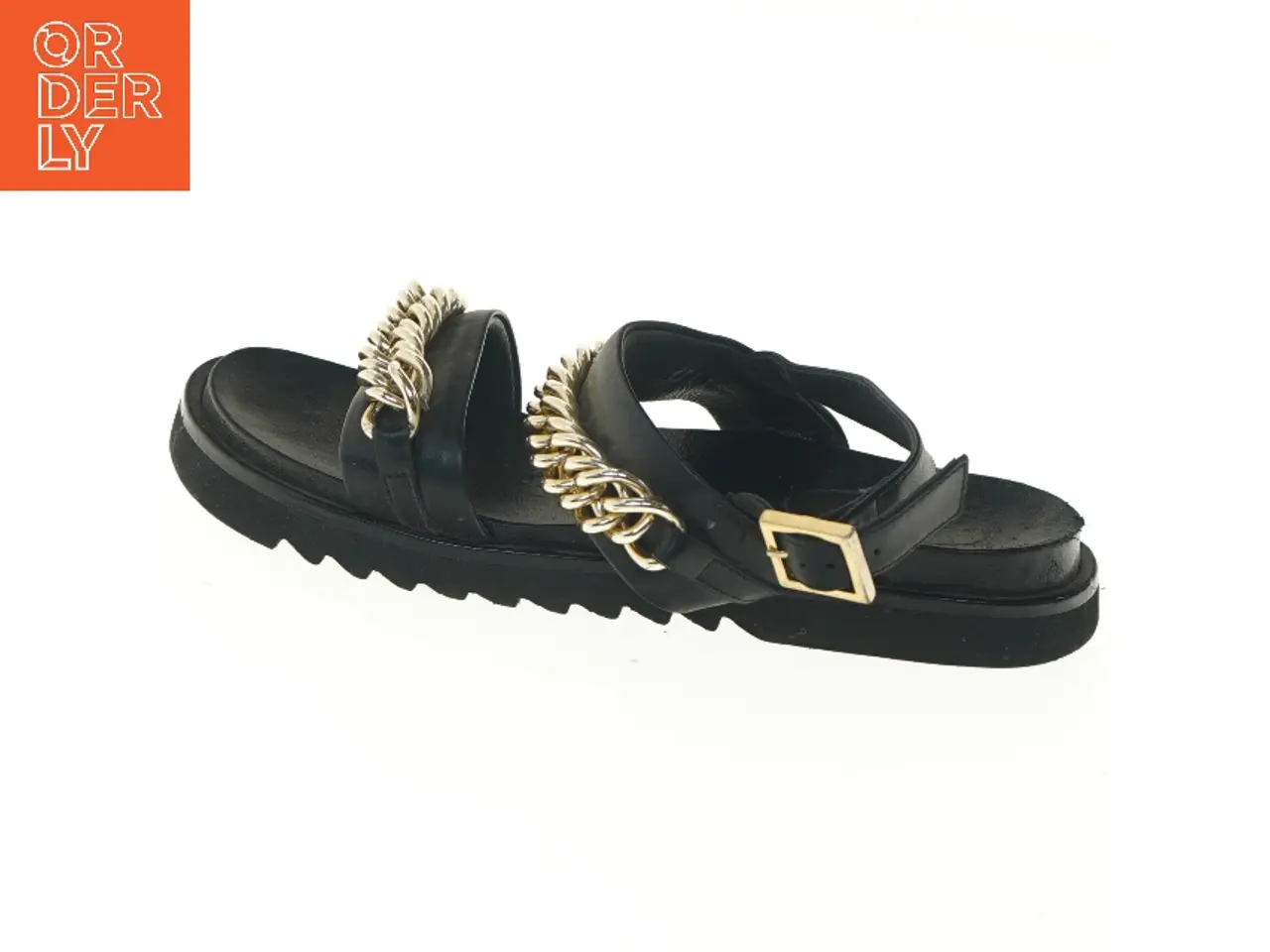Billede 1 - Sort sandaler med guldkæder, str. 29 cm fra Billi Bi (str. 29 cm)