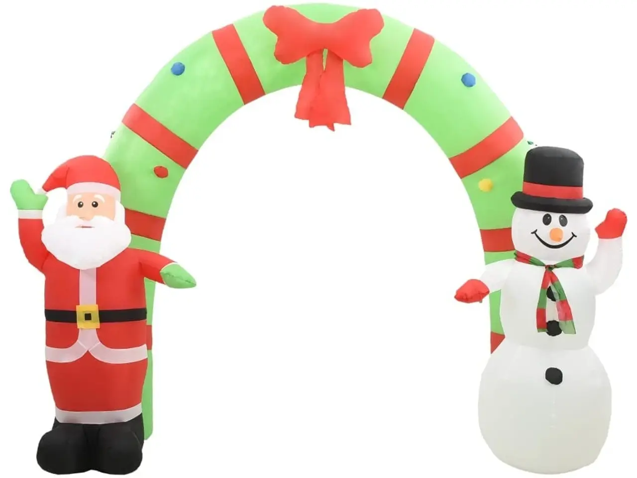 Billede 2 - Oppustelig julebue med julemand & snemand - LED, 223 cm