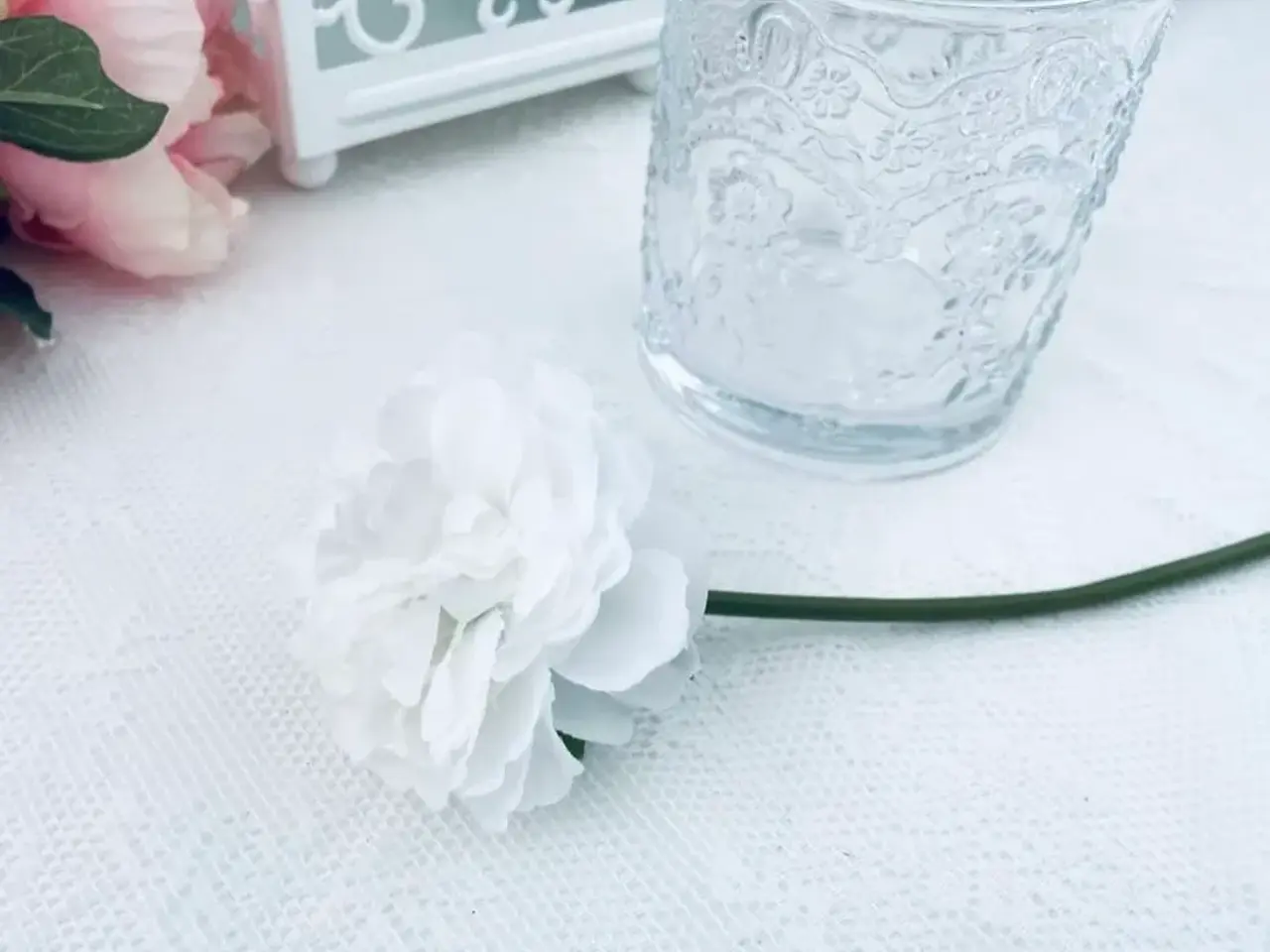 Billede 4 - Kunstig blomster hvide 5 stk