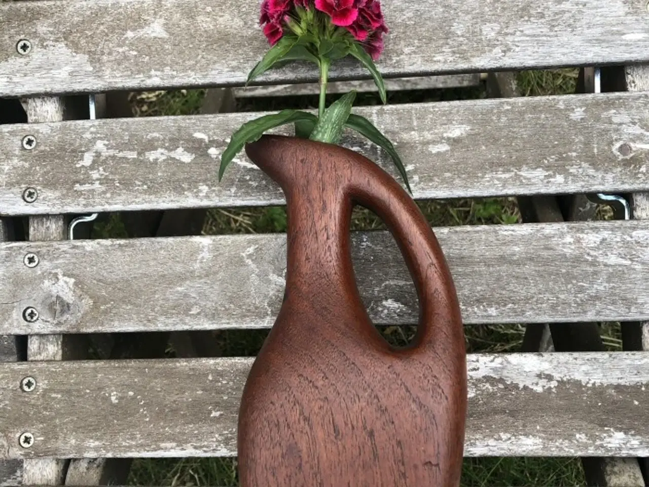Billede 2 - Vase i teak træ – 19 cm høj 