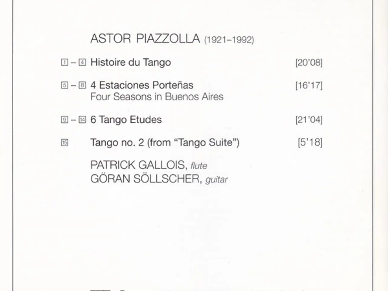 Billede 3 - Patrick Gallois, Göran… – Piazzolla For Two – CD