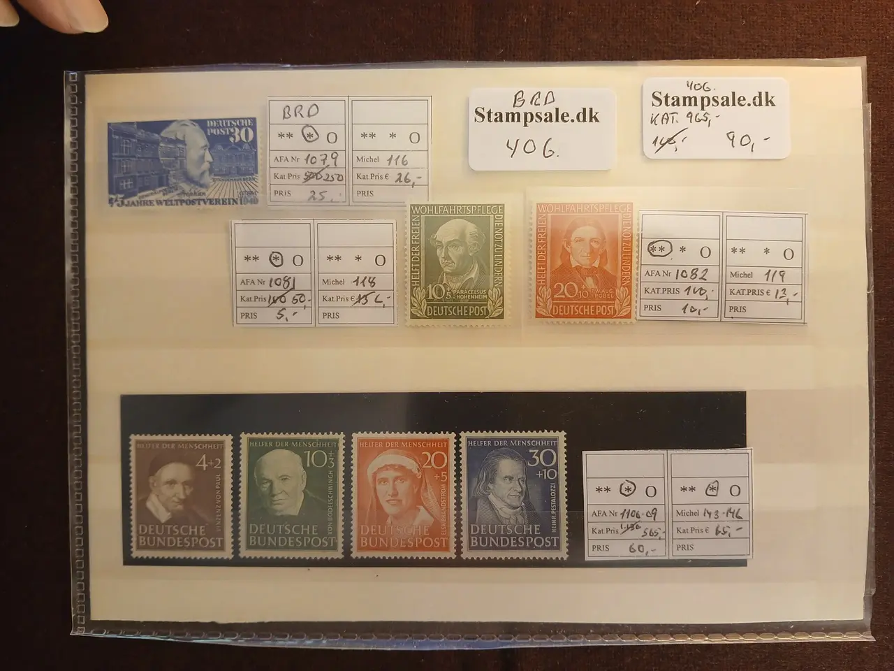 Billede 1 - Vesttyskland (406) Planche med ustemplede