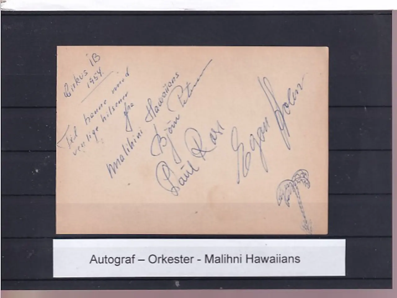 Billede 1 - Autograf - Orkester - Malihni Hawaiians - Cirkus Ib 1954