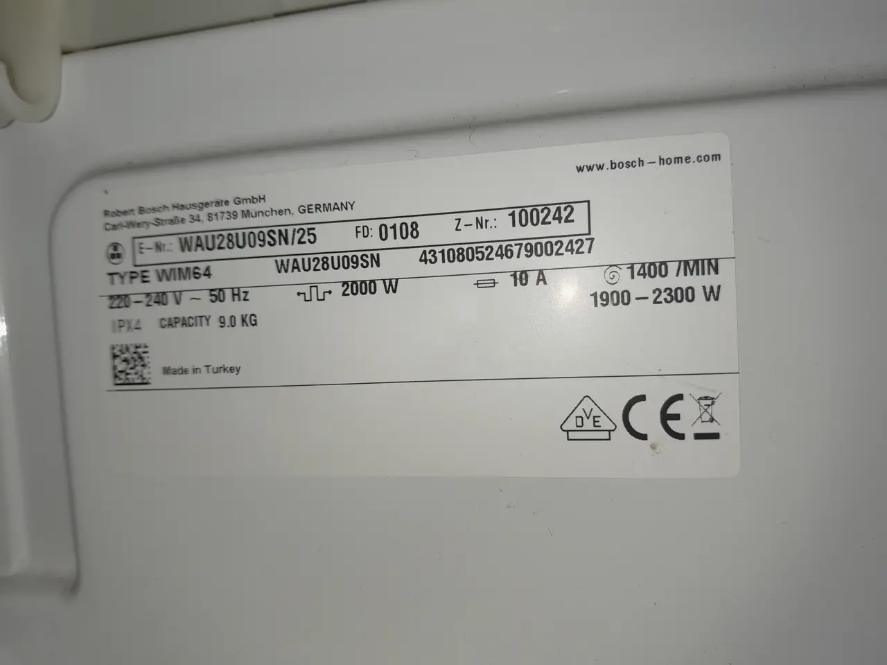 Billede 3 - Bosch 9kg vaskemaskine