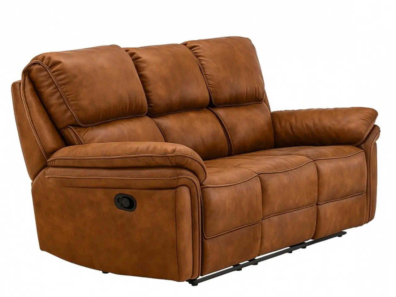 Billede 2 - Christopher 3 pers Recliner Sofa - Cognac Ruskindsblød mikrofiber
