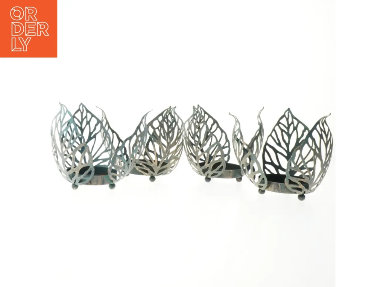 Billede 1 - Metal lysestager i bladform (str. 14 cm)