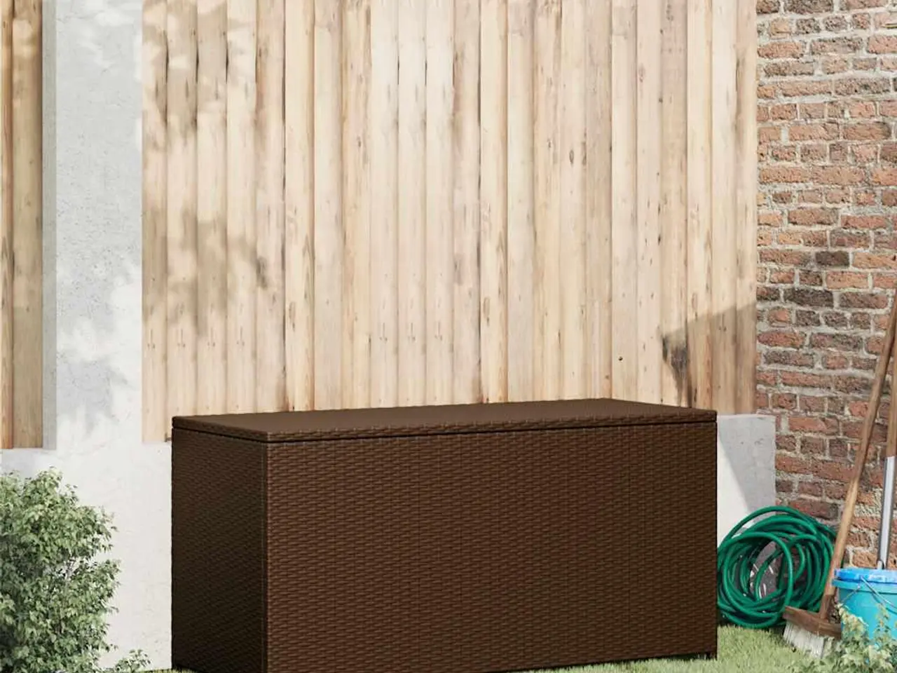 Billede 3 - Udendørs opbevaringskasse i brun polyrattan - 120 × 50 × 60 cm