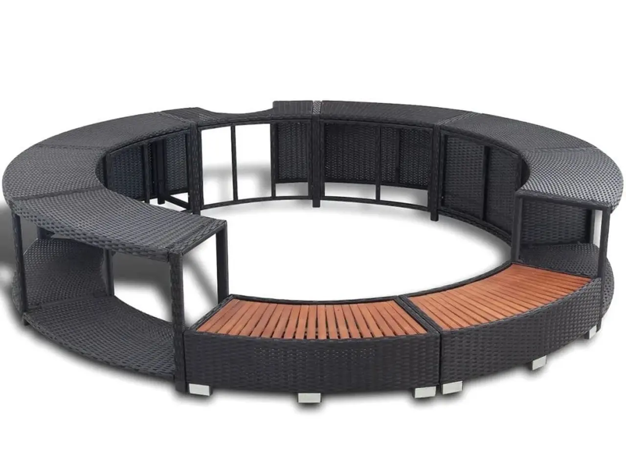 Billede 2 - Spakant i polyrattan - sort rund spaindfatning med opbevaring