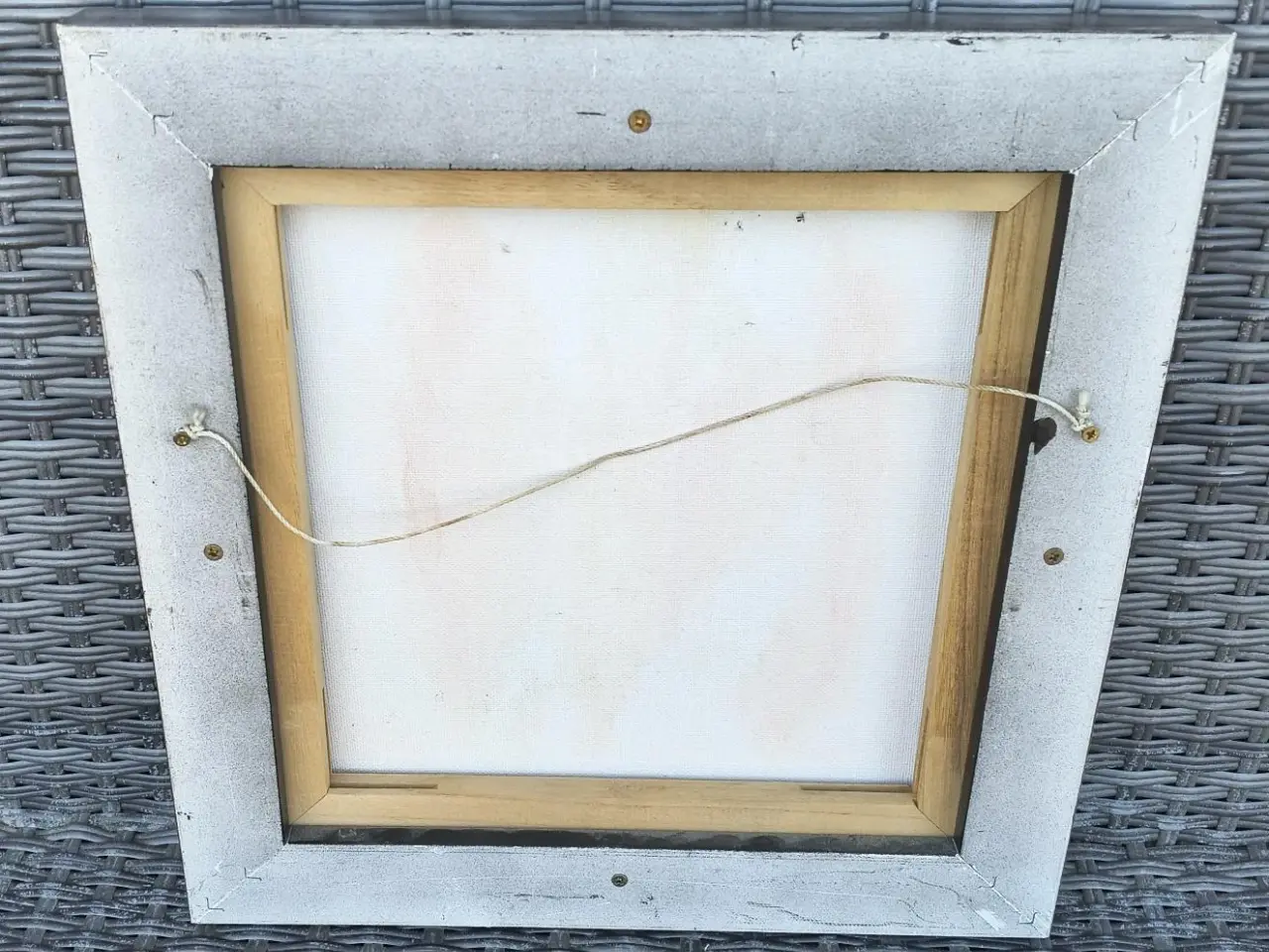 Billede 3 - FLOT MALERI I SØLV SVÆVERAMME, 35X35 CM