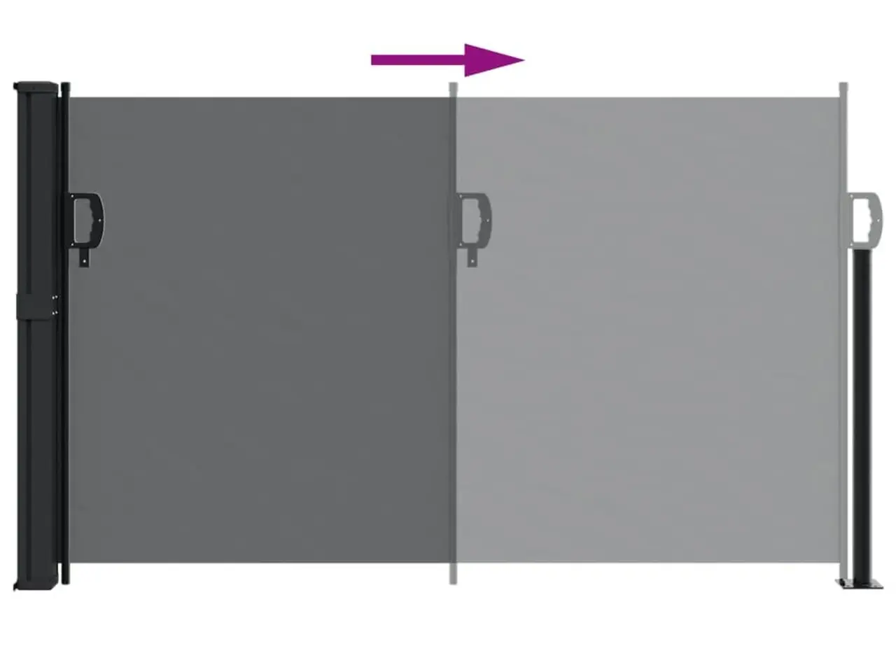 Billede 5 - Sidemarkise 120 × 500 cm - sammenrullelig, sort