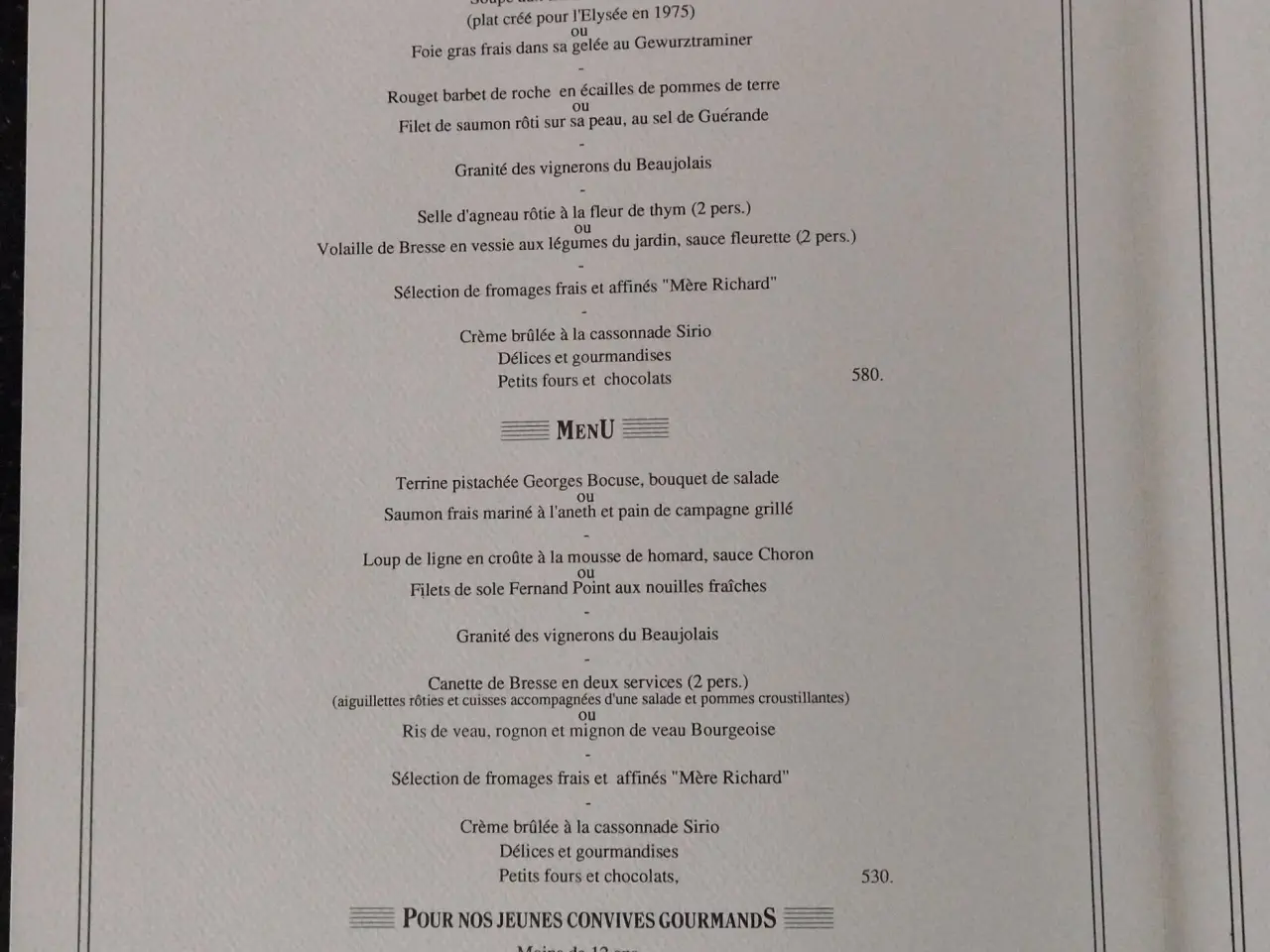 Billede 2 - Paul Bocuse Menukort
