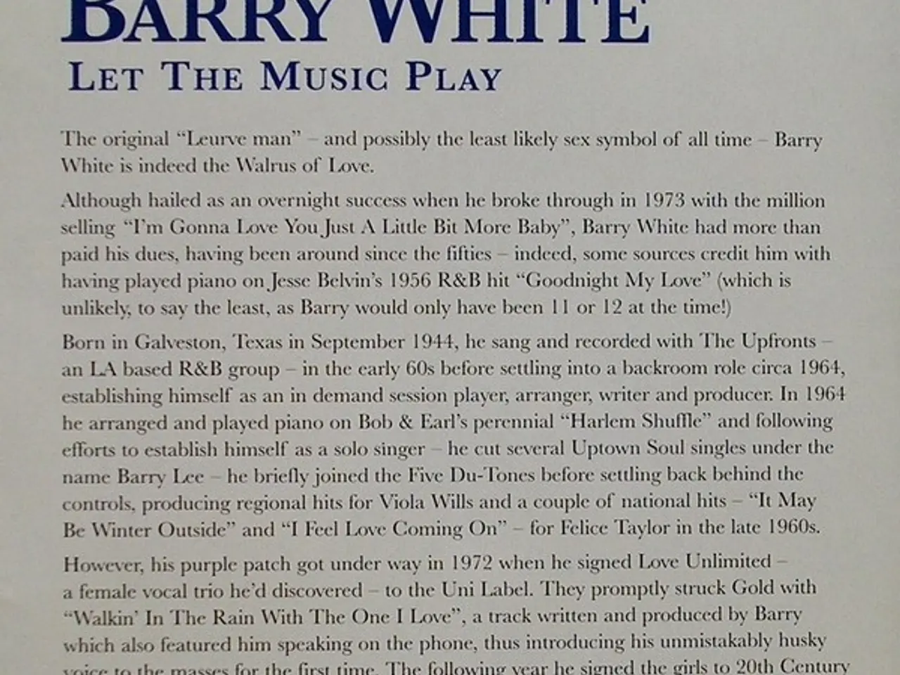 Billede 4 - Barry White – Let The Music Play – CD