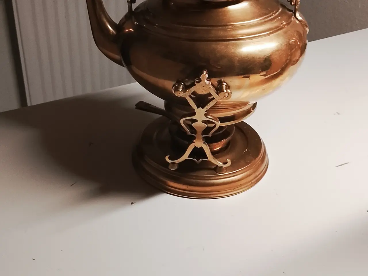 Billede 2 - Samovar i messing med spritbeholder og stor kande