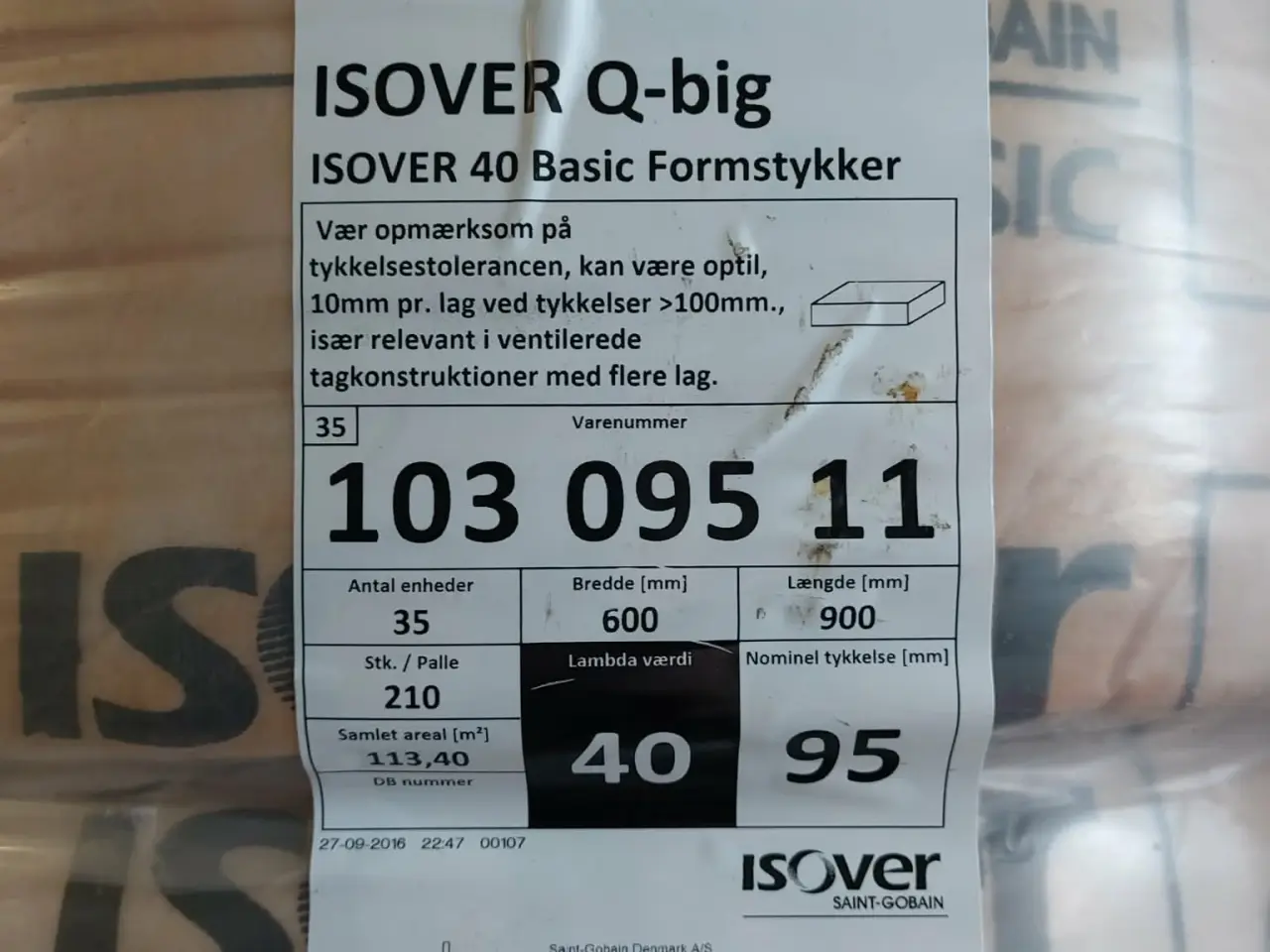 Billede 1 - 95 MM Isover/Isolering