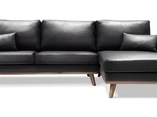 Simone chaiselongsofa - højrevendt, sort PU læder