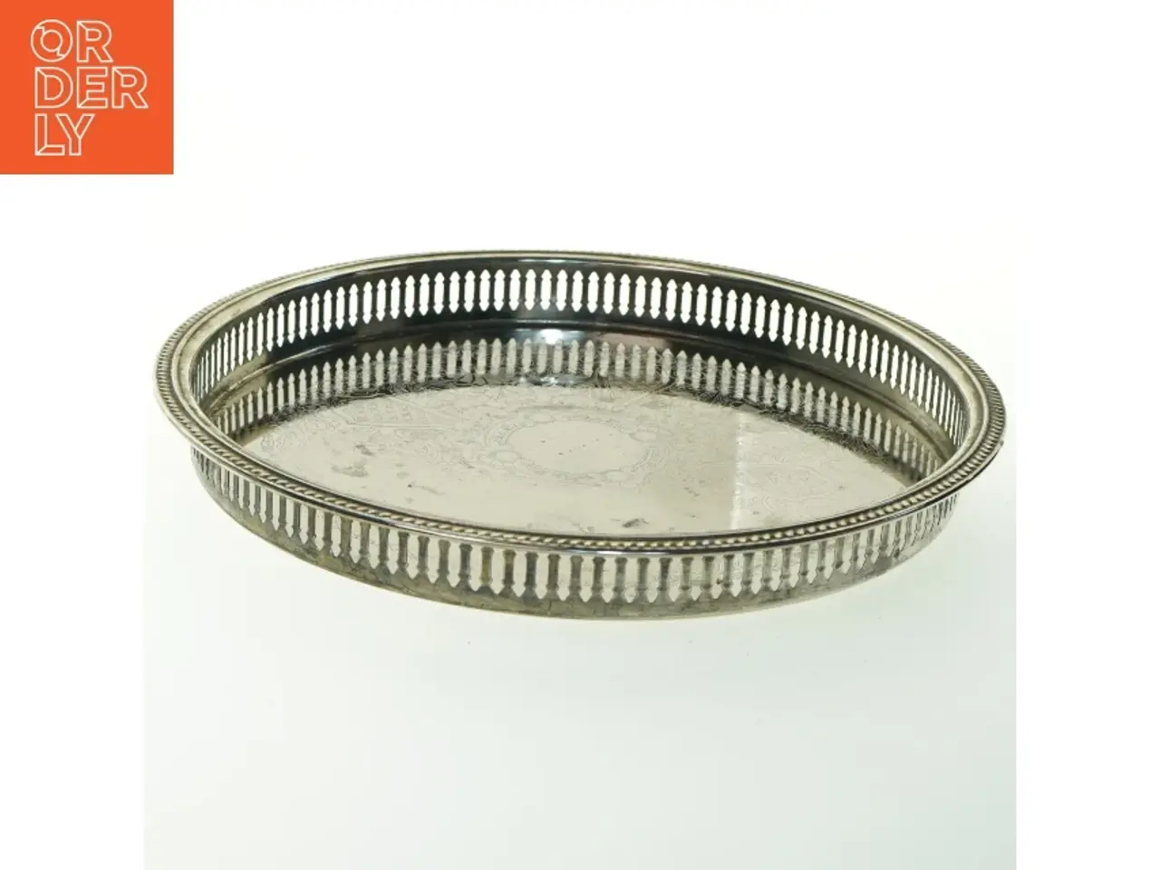 Billede 3 - Rundt metalbakke med mønster (str. Ø 32 cm)