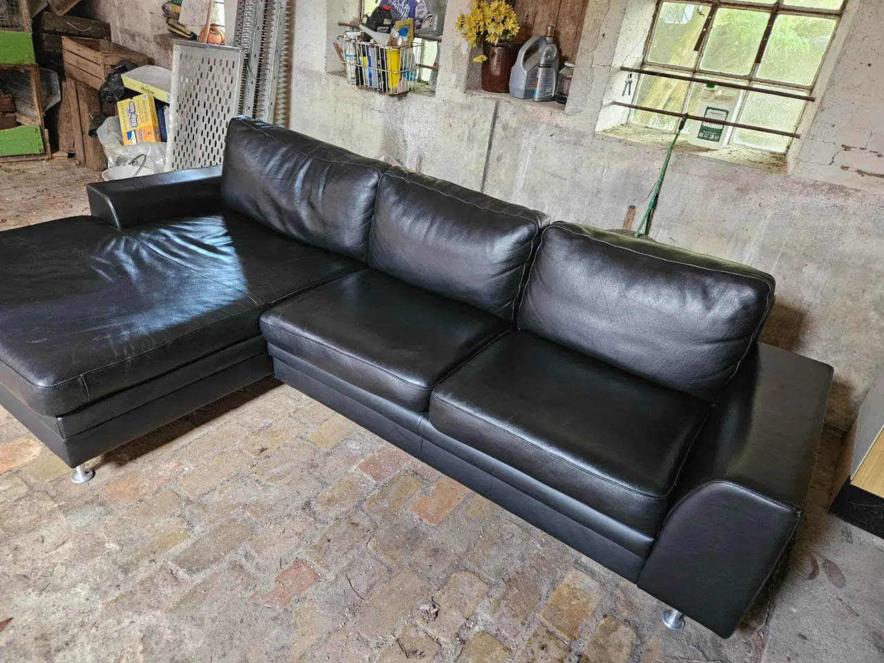 Billede 2 - Lædersofa m/chaiselong 