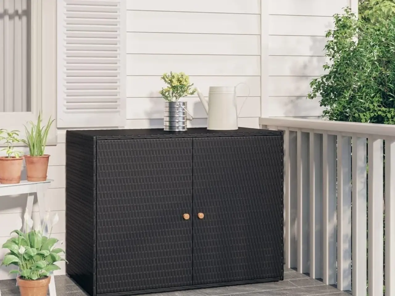 Billede 1 - Haveskab sort 100x55,5x80 cm polyrattan