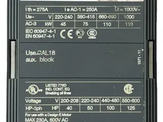 ABB A145-30 Power kontaktor 3-Pole 250A AC-1 Coil