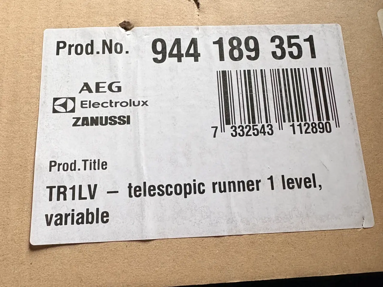 Billede 2 - AEG Electrolux Zanussi TR1LV teleskopudtræk til ov