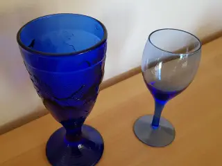 2 stk blå glas