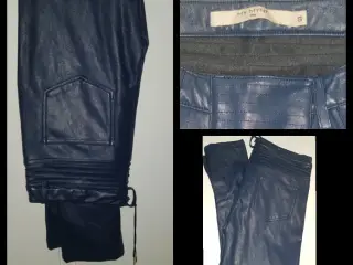 Blå læderlook bukser