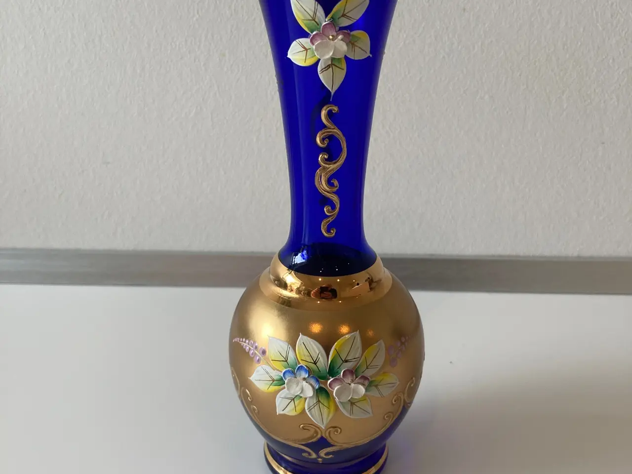 Billede 1 - Bohemian Crystal – Håndmalet Guld på Blå, Grøn & R