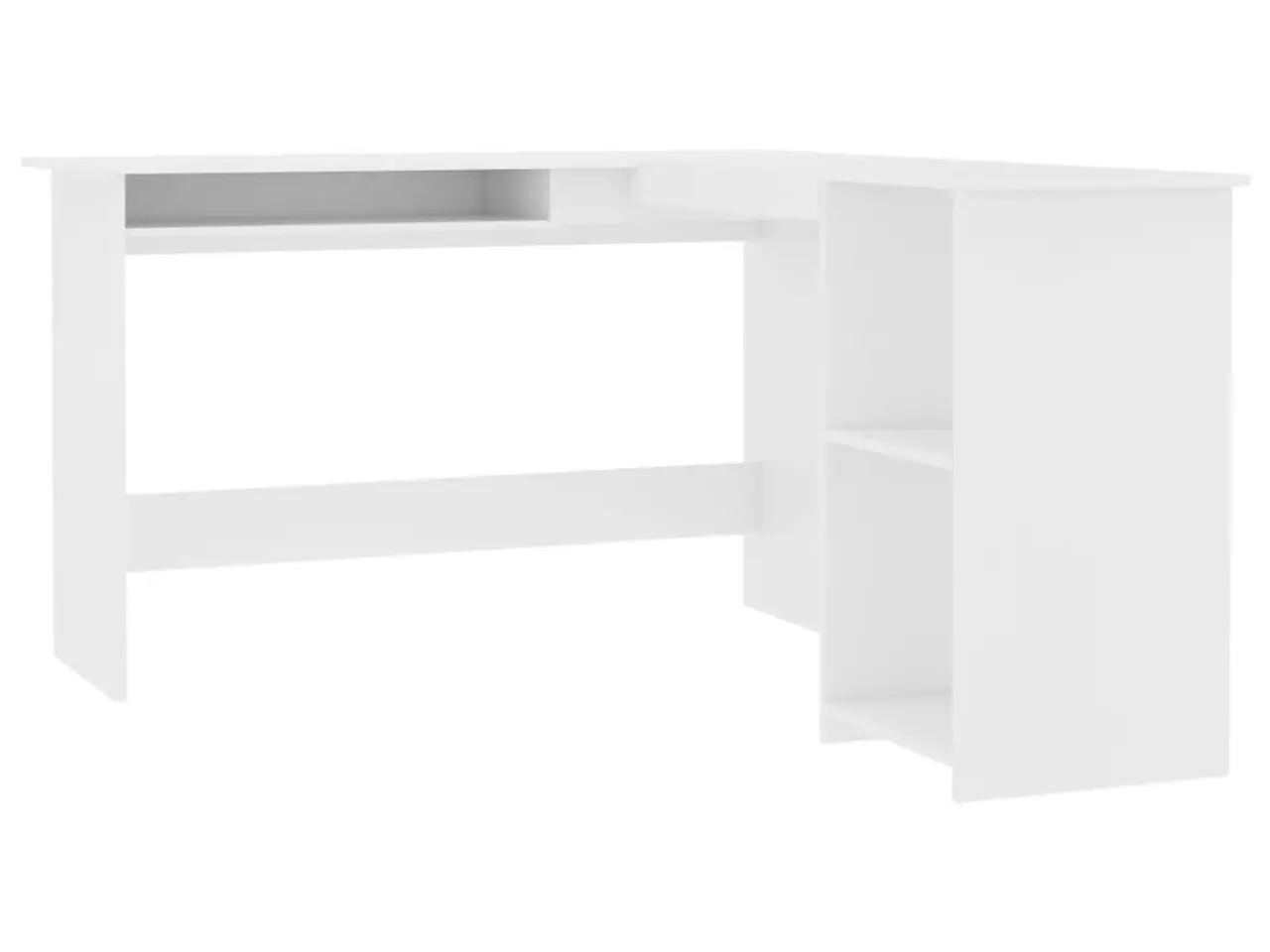 Billede 2 - L-formet skrivebord med tastaturbakke 120 x 140 x 75 cm - hvid