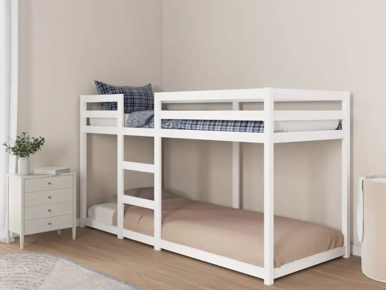 Billede 3 - Køjeseng 80×200 cm i massivt fyrretræ - hvid
