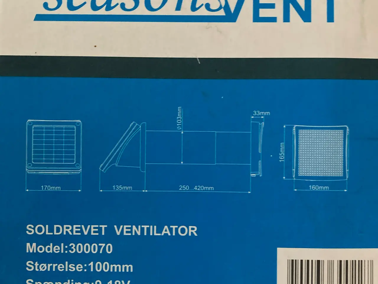 Billede 3 - SeasonsVENT soldrevet ventilator