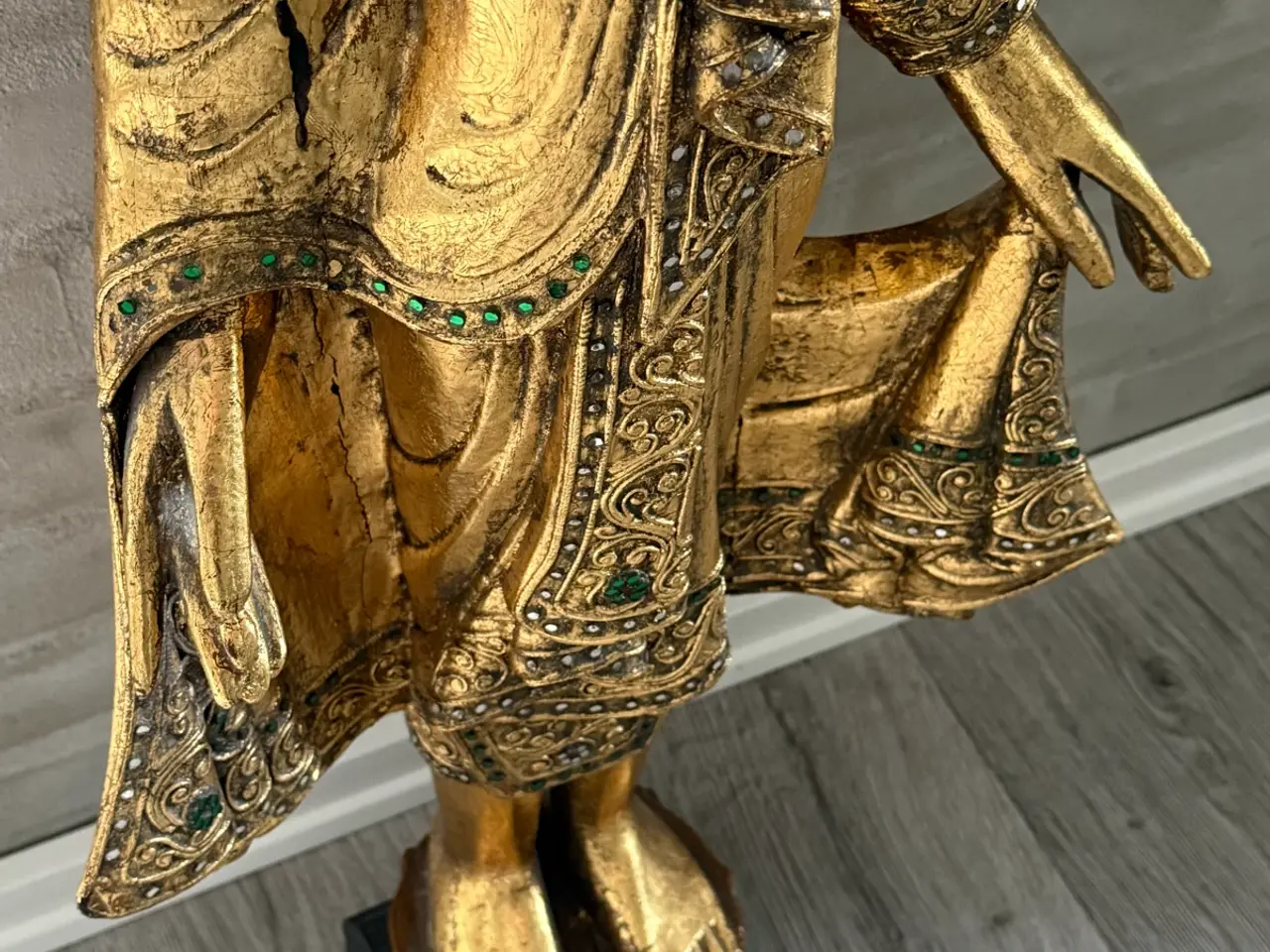 Billede 7 - Stor 102 cm Buddha i massivt træ.