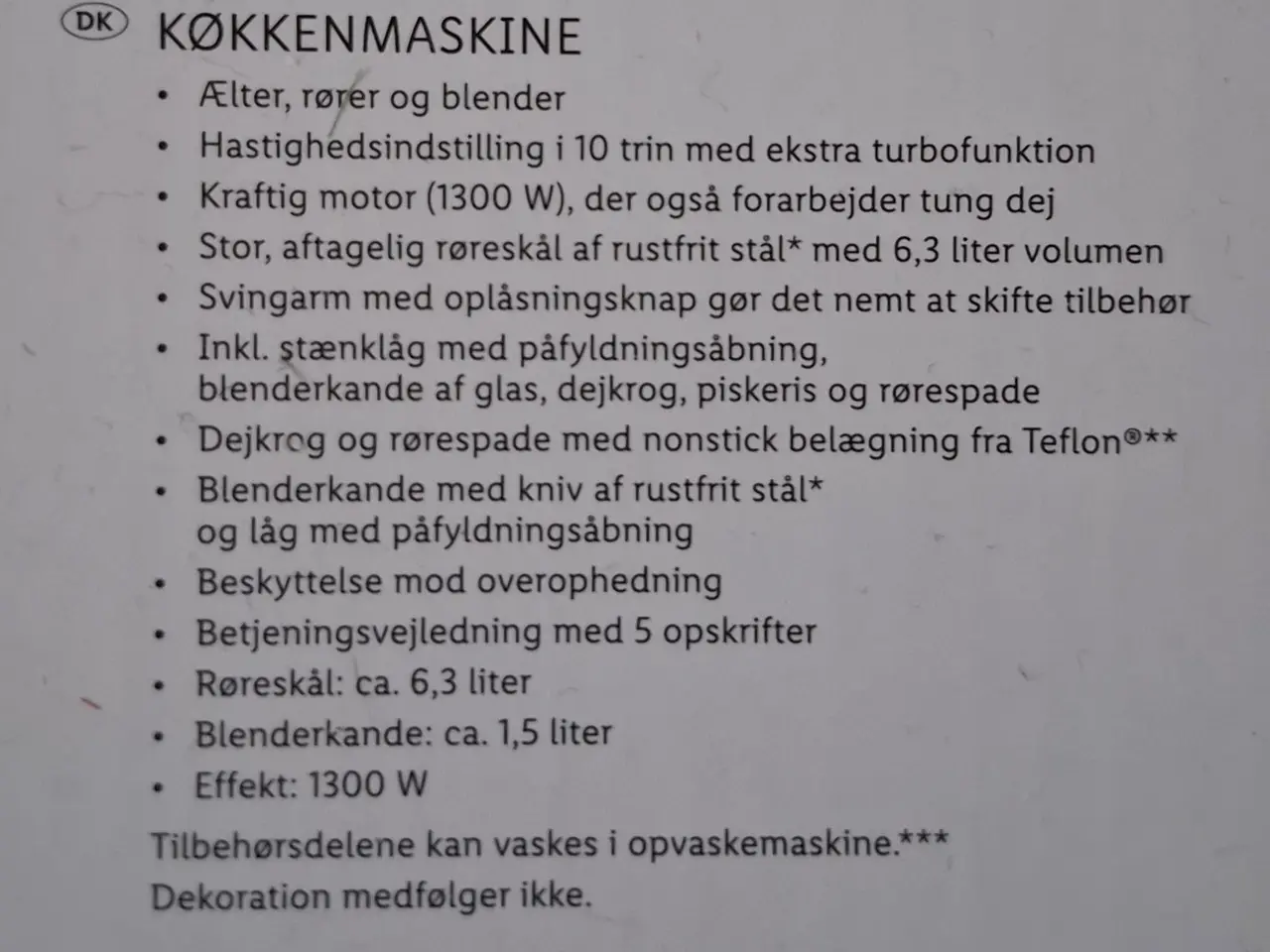 Billede 9 - kraftig køkkenmaskine med 1300 Watt motor
