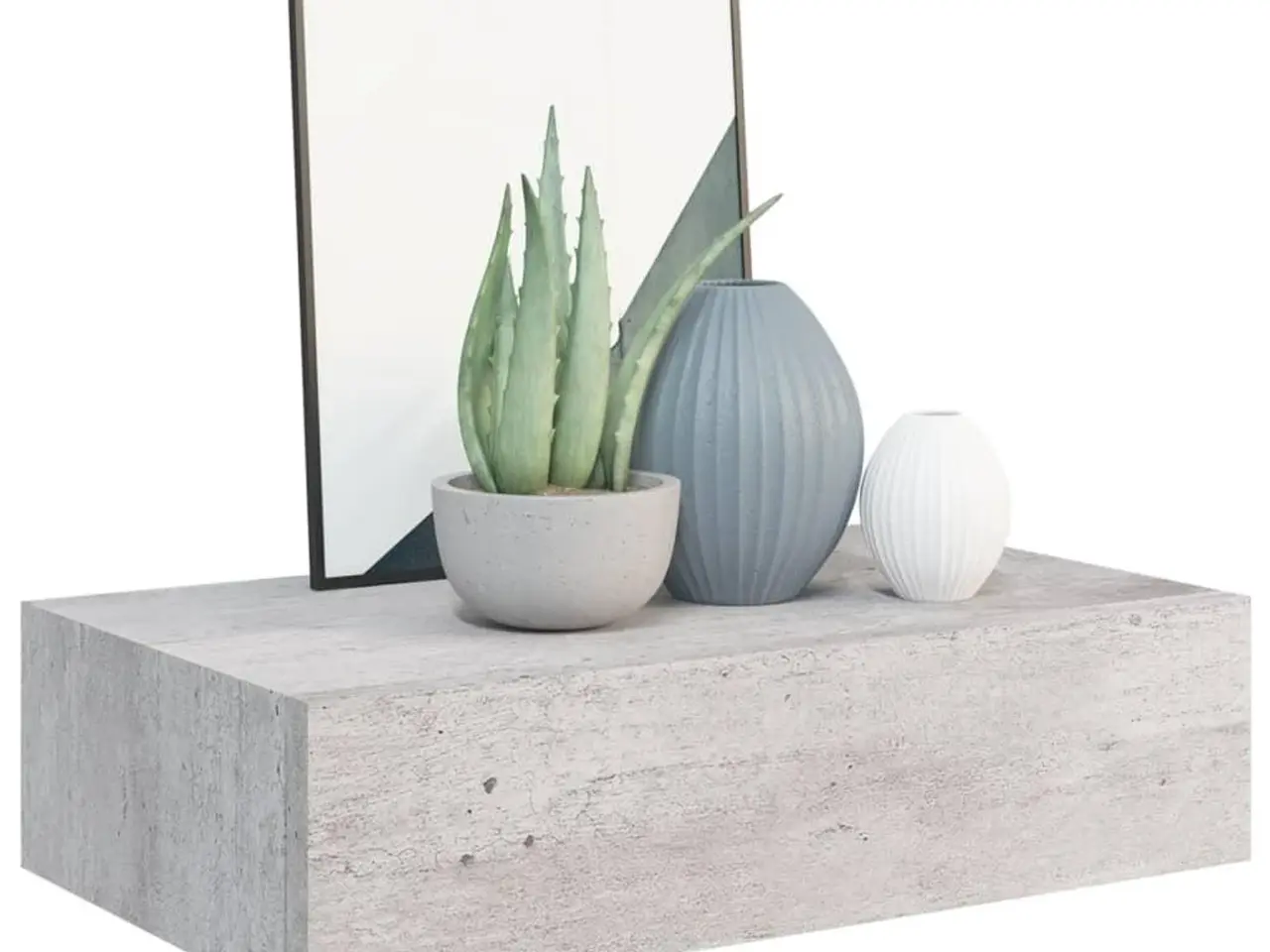 Billede 3 - Væghylde med skuffe 40 × 23,5 × 10 cm - MDF i betongrå