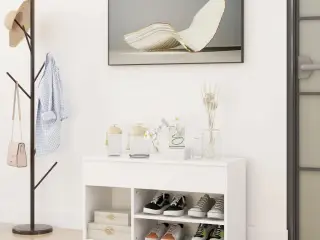 Skobænk 80x30x45 cm konstrueret træ hvid