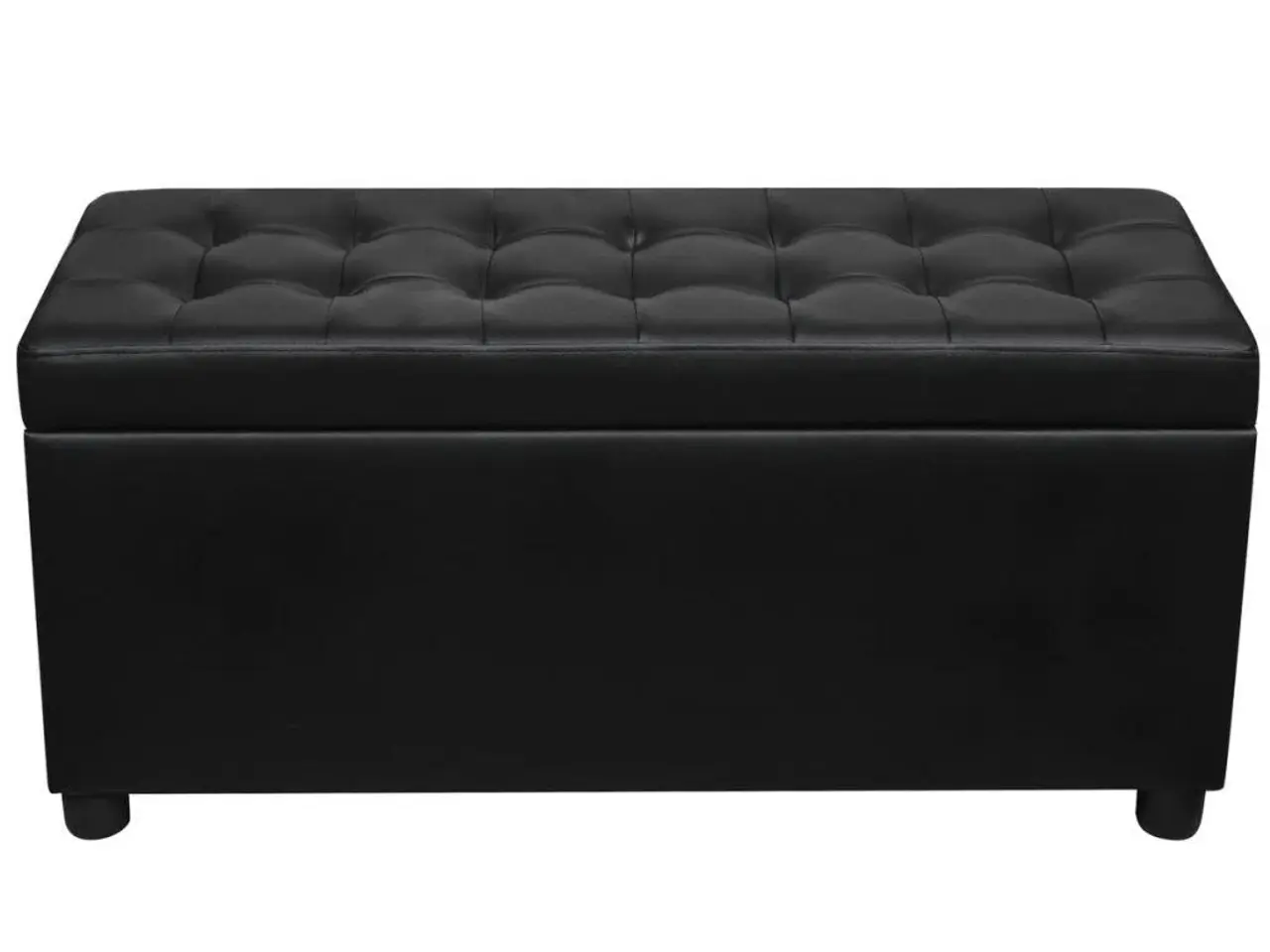 Billede 4 - Ottoman med opbevaring i kunstlæder - sort 87,5 cm