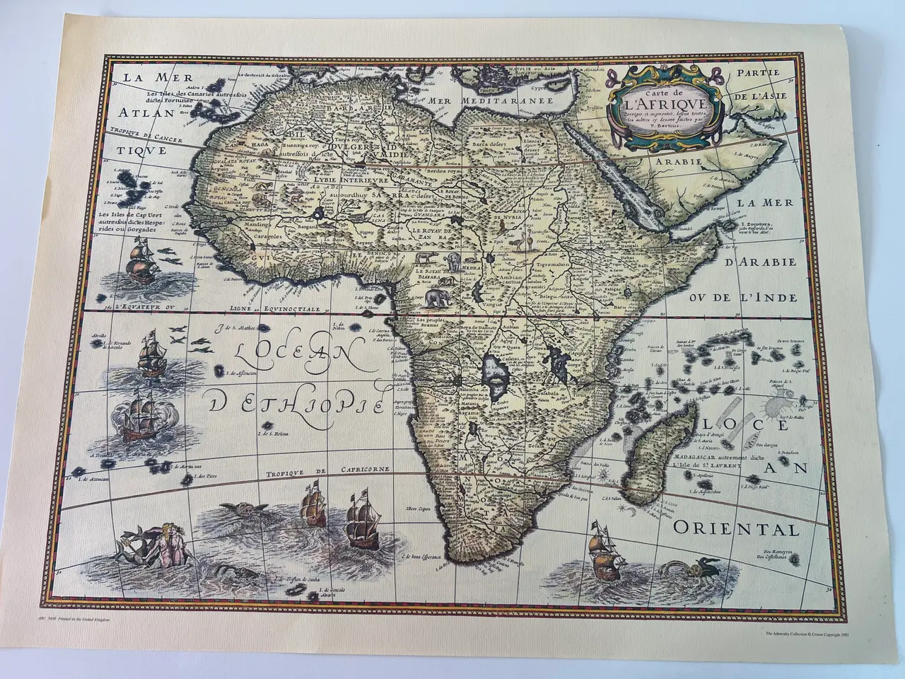 Billede 1 - Genoptrykt Fransk Kort over Afrika ca. år 1700.