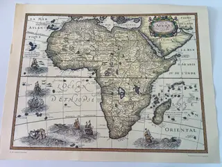 Genoptrykt Fransk Kort over Afrika ca. år 1700.