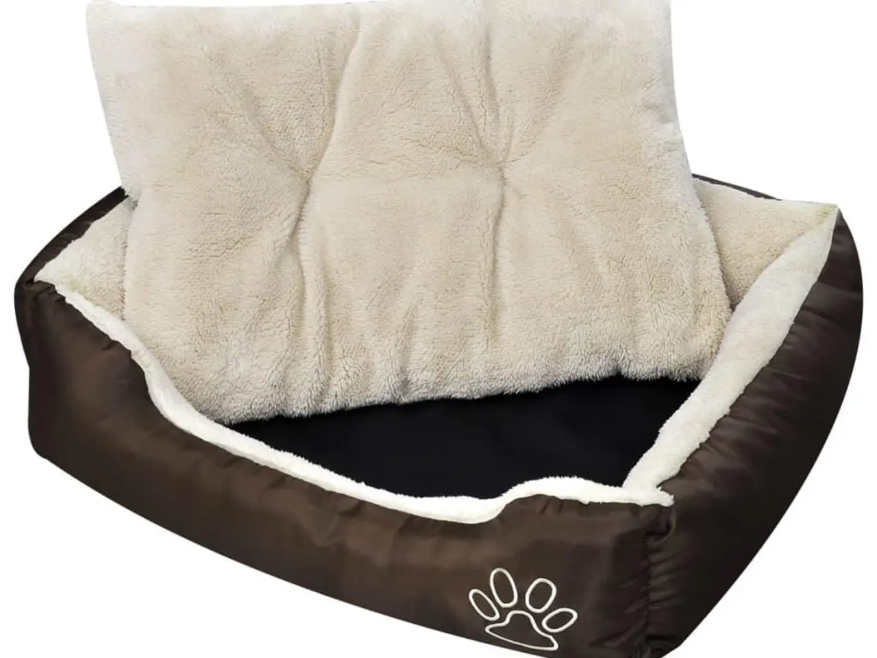Billede 1 - Varm hundeseng med pude M - brun/beige, vandafvisende
