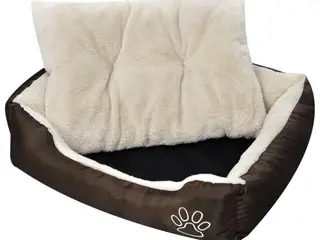 Varm hundeseng med pude M - brun/beige, vandafvisende
