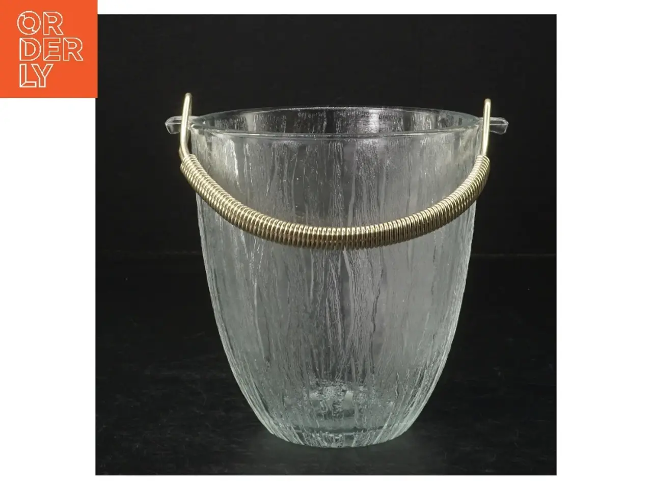 Billede 2 - Isterningespand i glas og metal (str. H. 13,5 cm. ø. 12,5 cm)