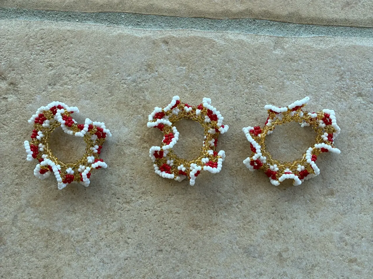 Billede 1 - Lysmanchetter i perler 3 stk.