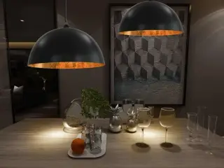 Loftslamper 2 stk. halvkugle 50 cm E27 sort og guldfarvet
