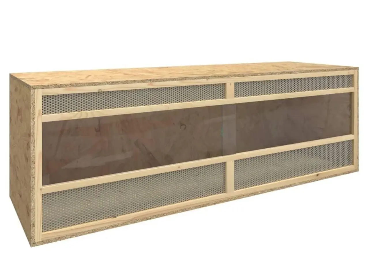 Billede 1 - Terrarium 144×46×48 cm i konstrueret træ med glas og stålnet
