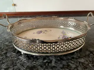 Oval serveringsbakke med porcelænsbund
